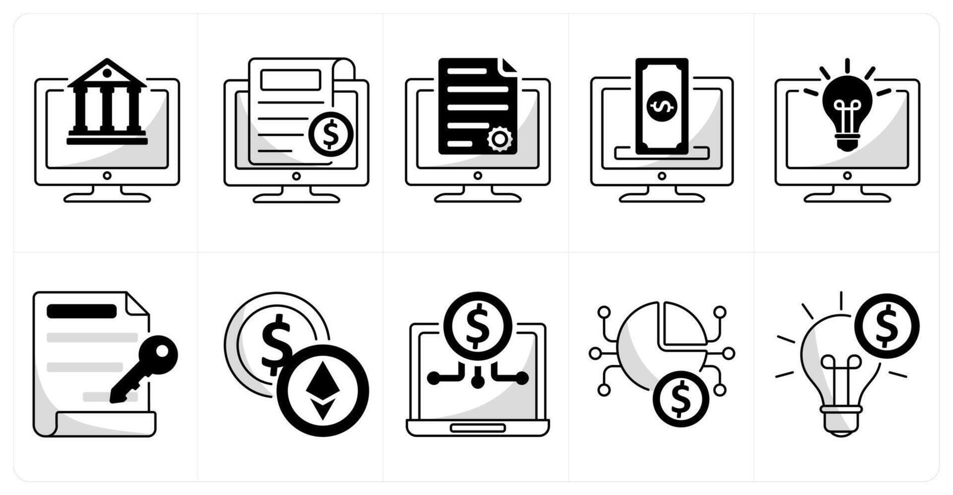A set of 10 blockchain icons as digital banking, crypto news, digital contract vector
