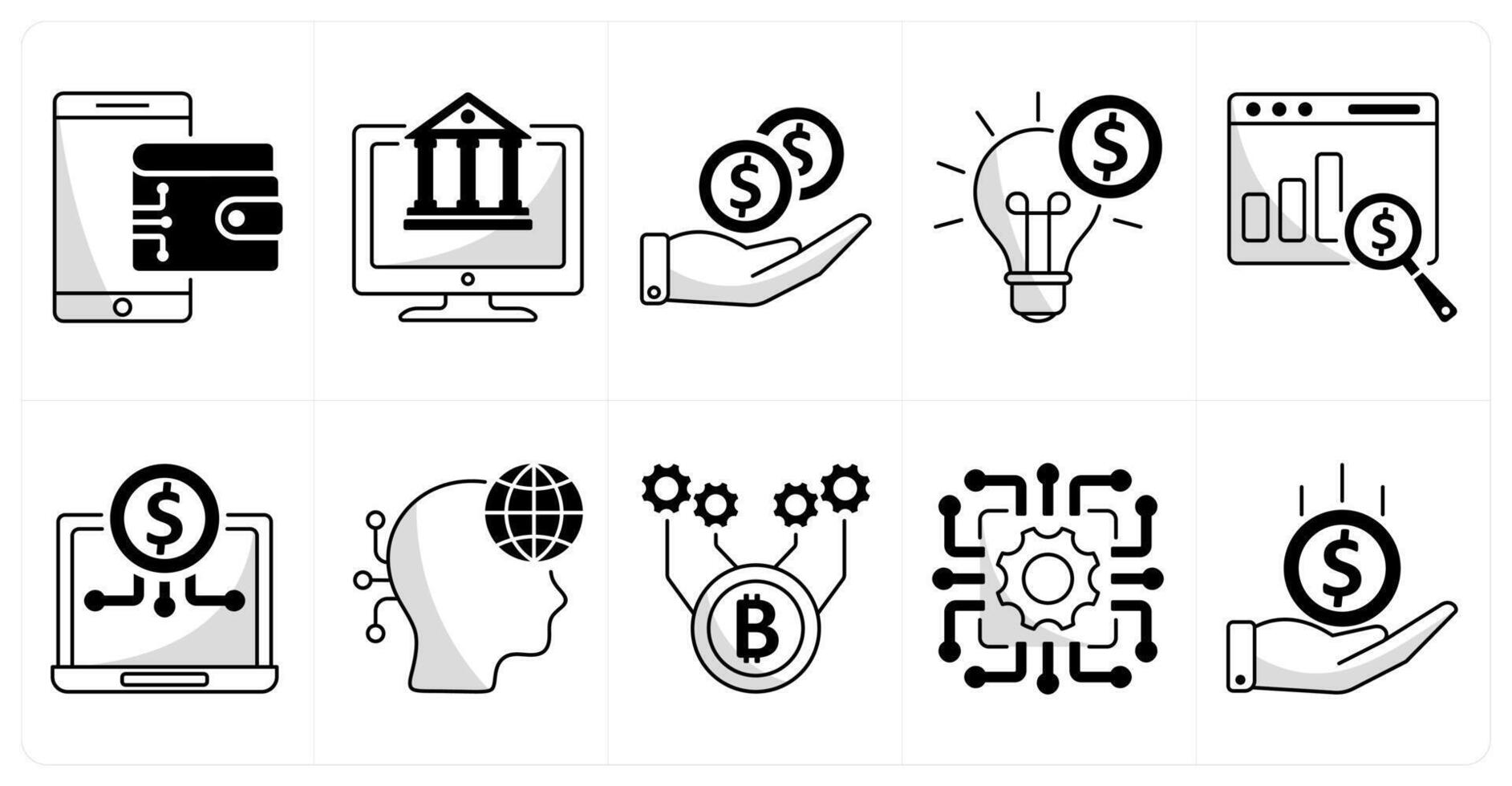 A set of 10 blockchain icons as digital wallet, digital banking, pay off vector