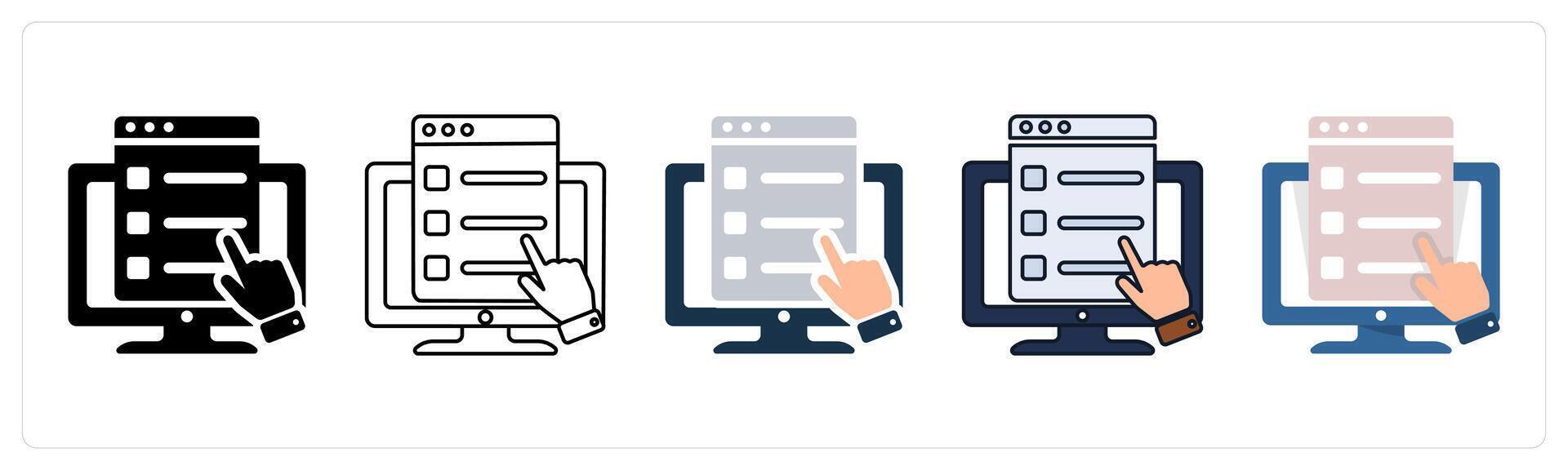 A set of 5 Online Survey icons as Questionnaire, Feedback, Poll vector
