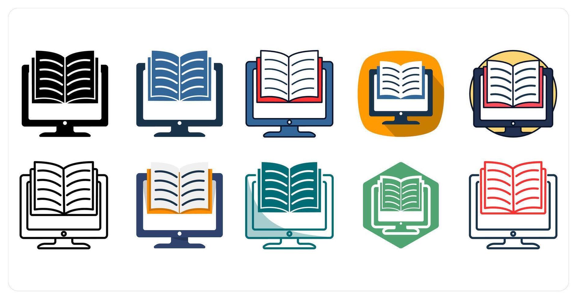 A set of 10 E-learning icons as Online, Education, Digital vector