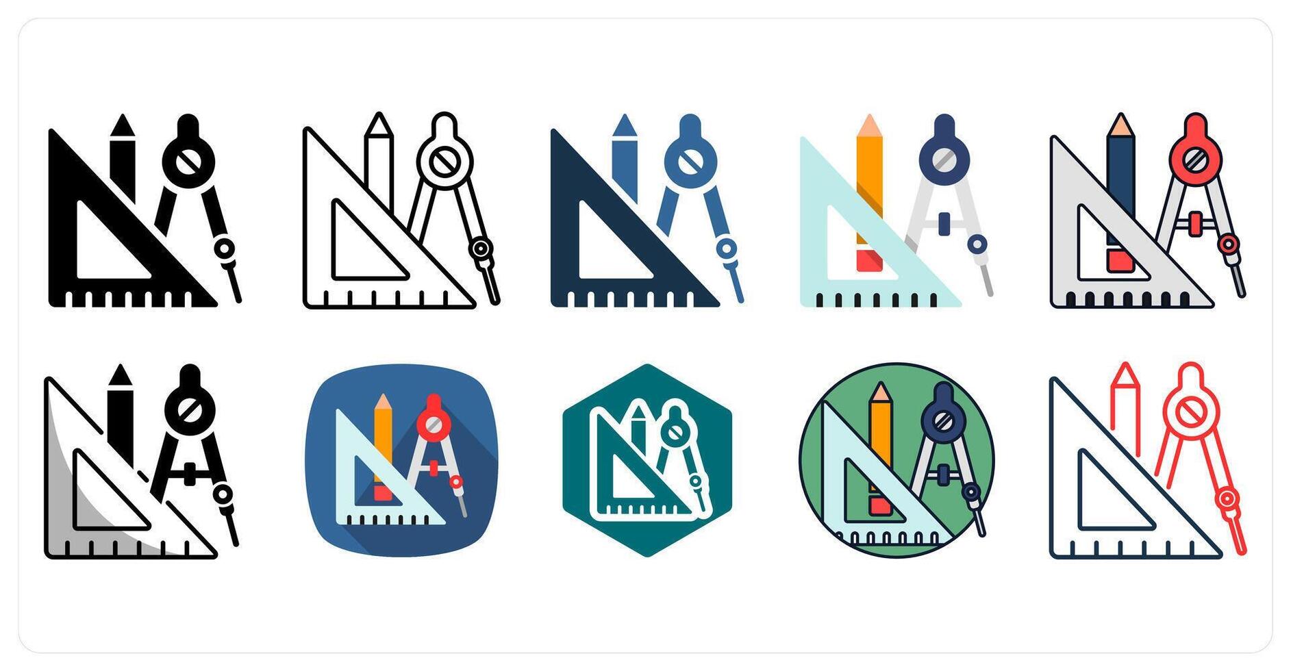 A set of 10 Geometry icons as Shapes, Angles, Lines vector