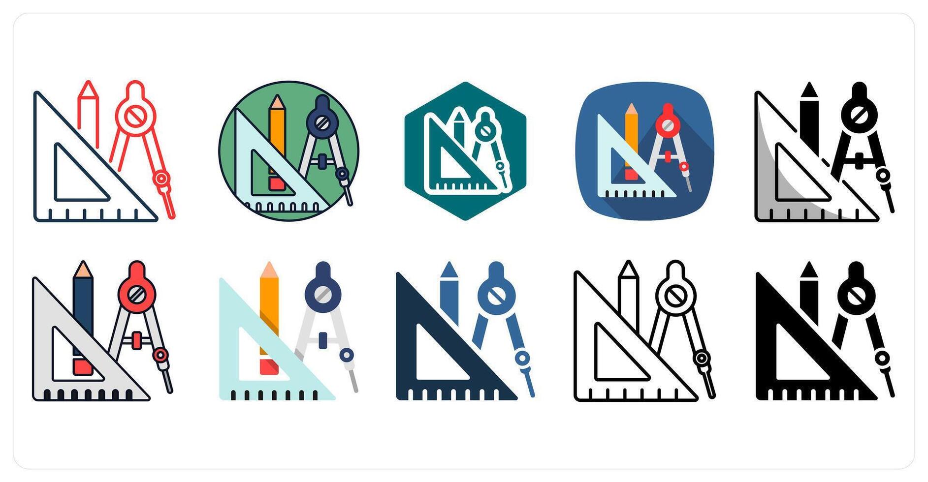 A set of 10 Geometry icons as Shapes, Angles, Lines vector