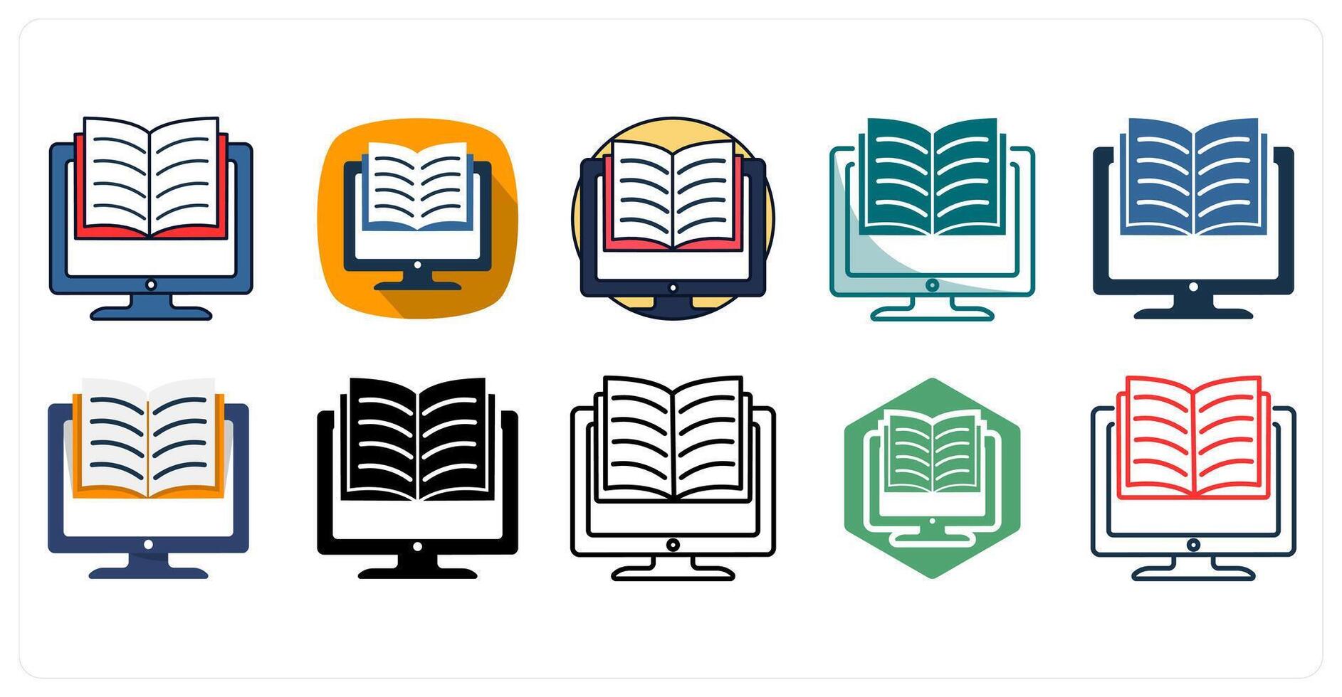 A set of 10 E-learning icons as Online, Education, Digital vector