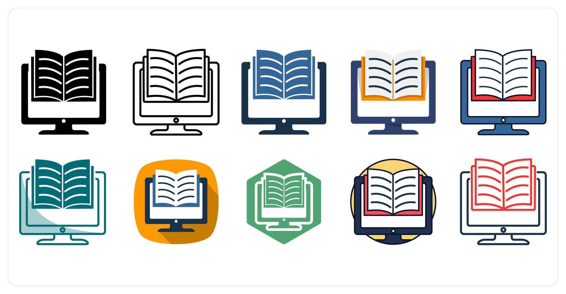 A set of 10 E-learning icons as Online, Education, Digital vector