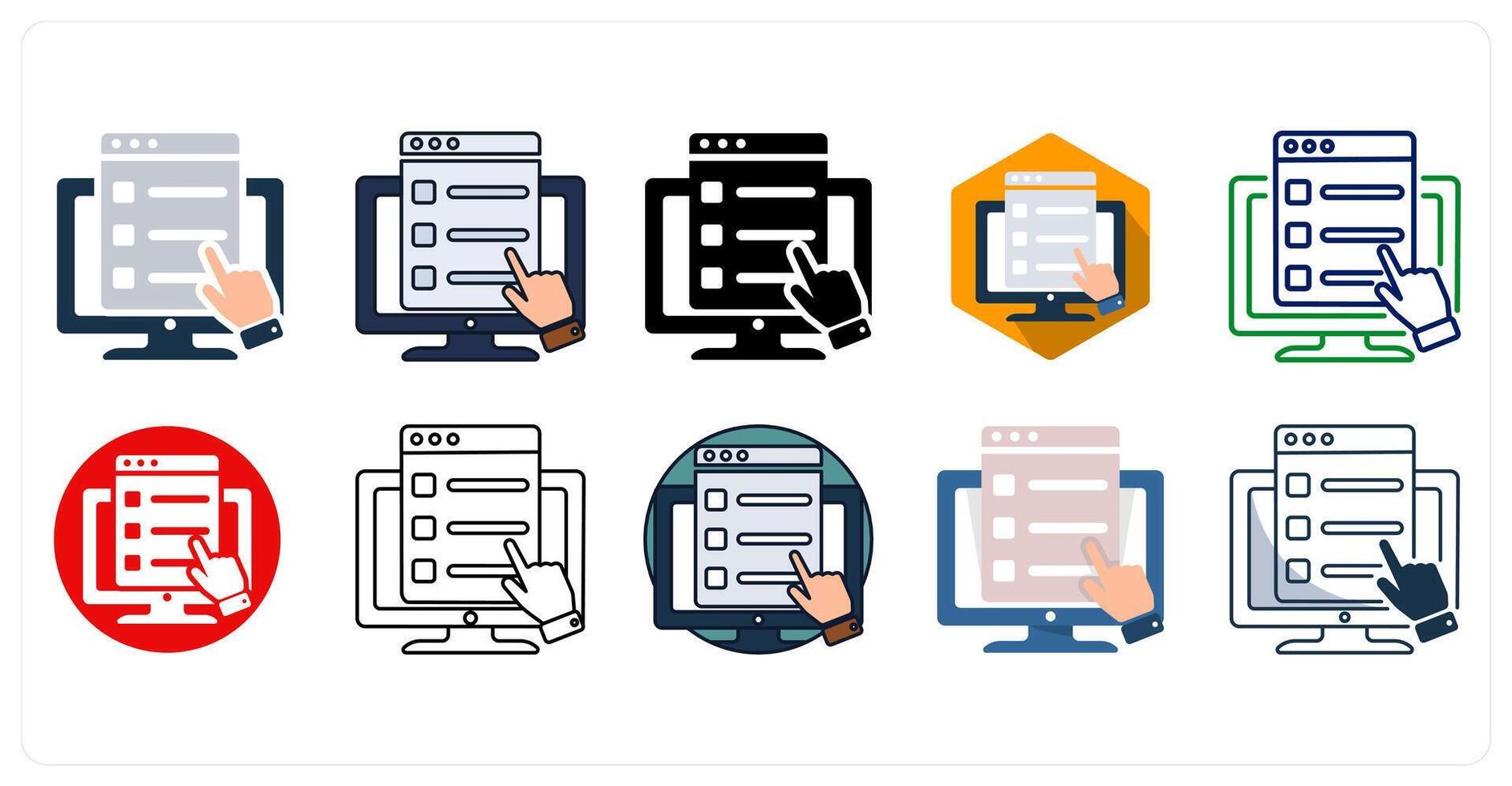 A set of 10 Online Survey icons as Questionnaire, Feedback, Poll vector