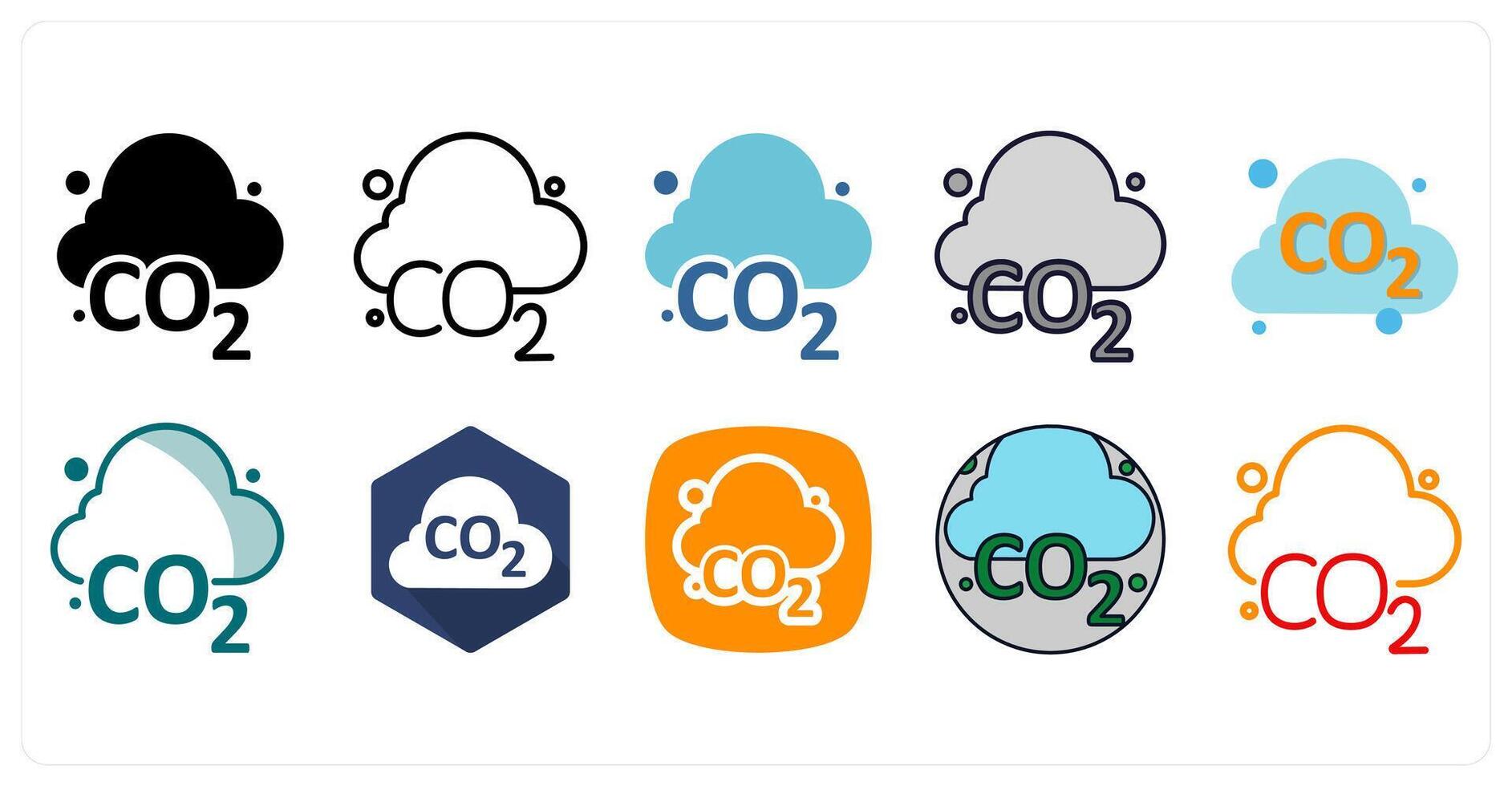 A set of 10 CO2 icons as Carbon, Emission, Climate vector