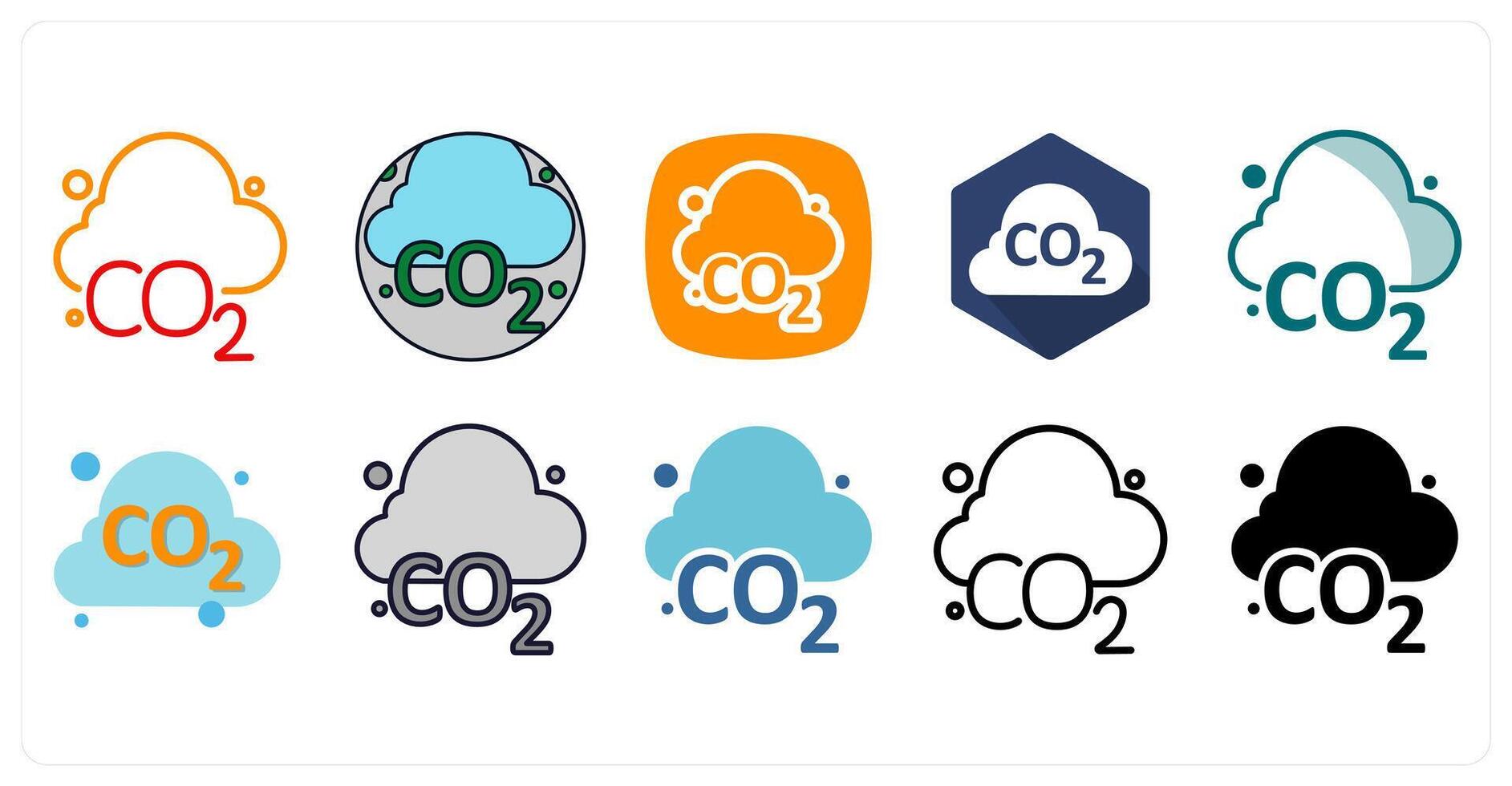 A set of 10 CO2 icons as Carbon, Emission, Climate vector