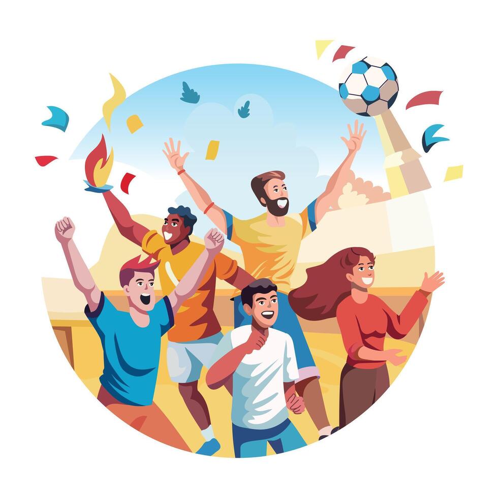 Joyful Activities Flat Style Illustrations vector
