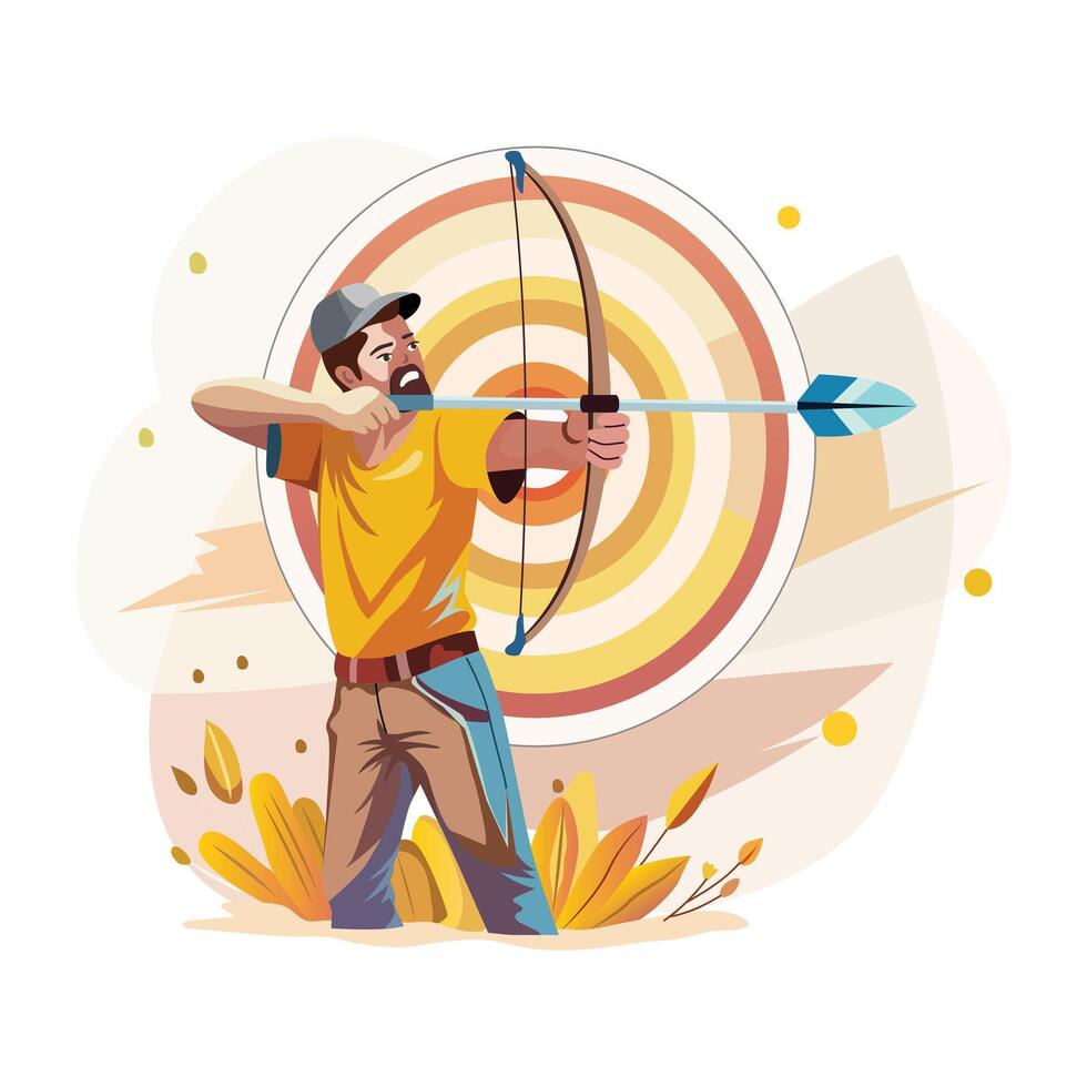 Archer with bow and arrow, illustration vector