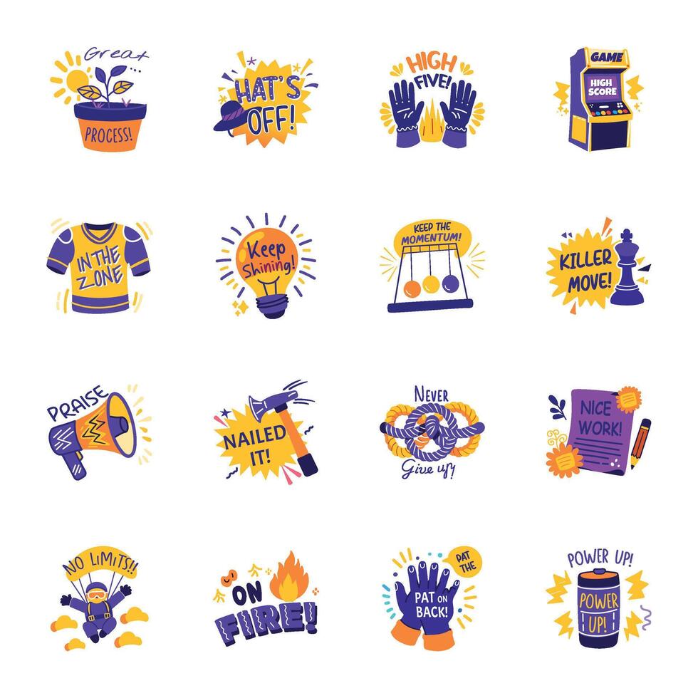 Set of Flat Style Motivating Stickers vector