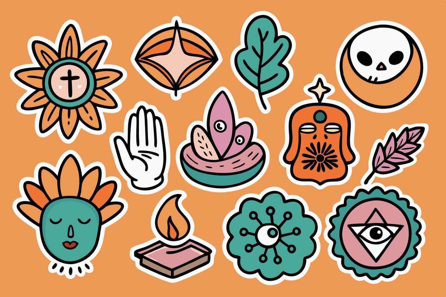 A set of different stickers with various symbols vector
