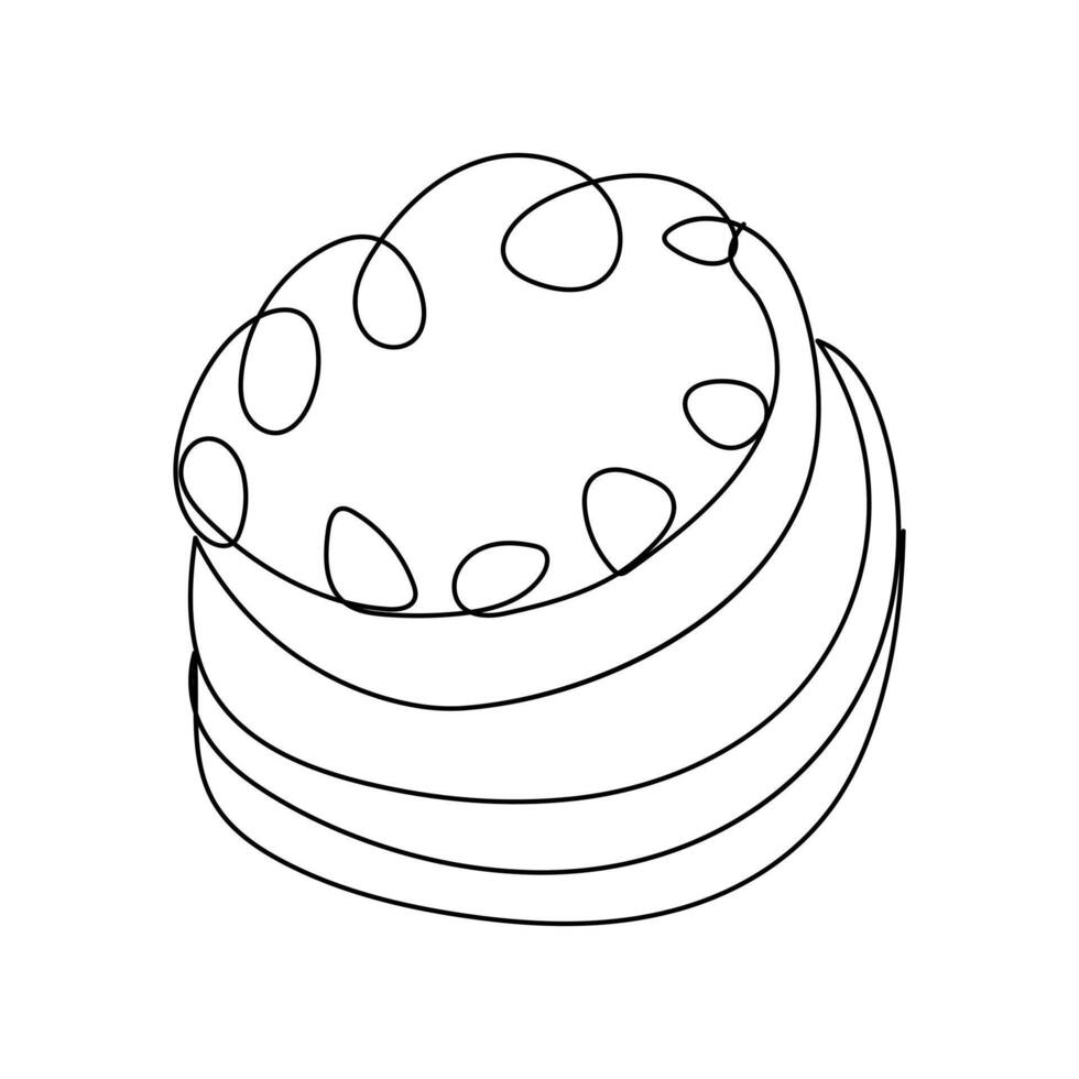 Continuous one line drawing cookies Single line draw design vector