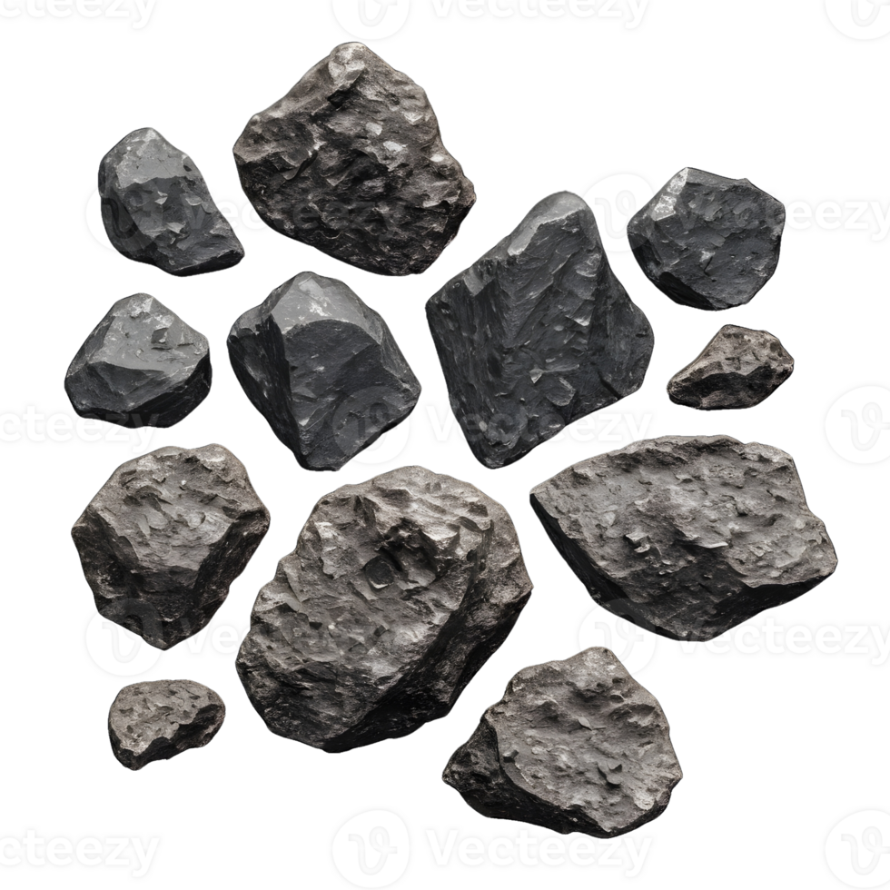 A group of meteorite rocks png