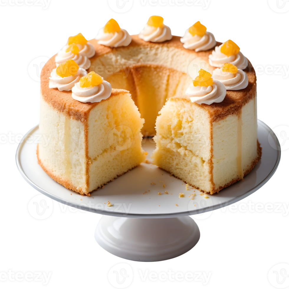 A chiffon cake with slice missing png