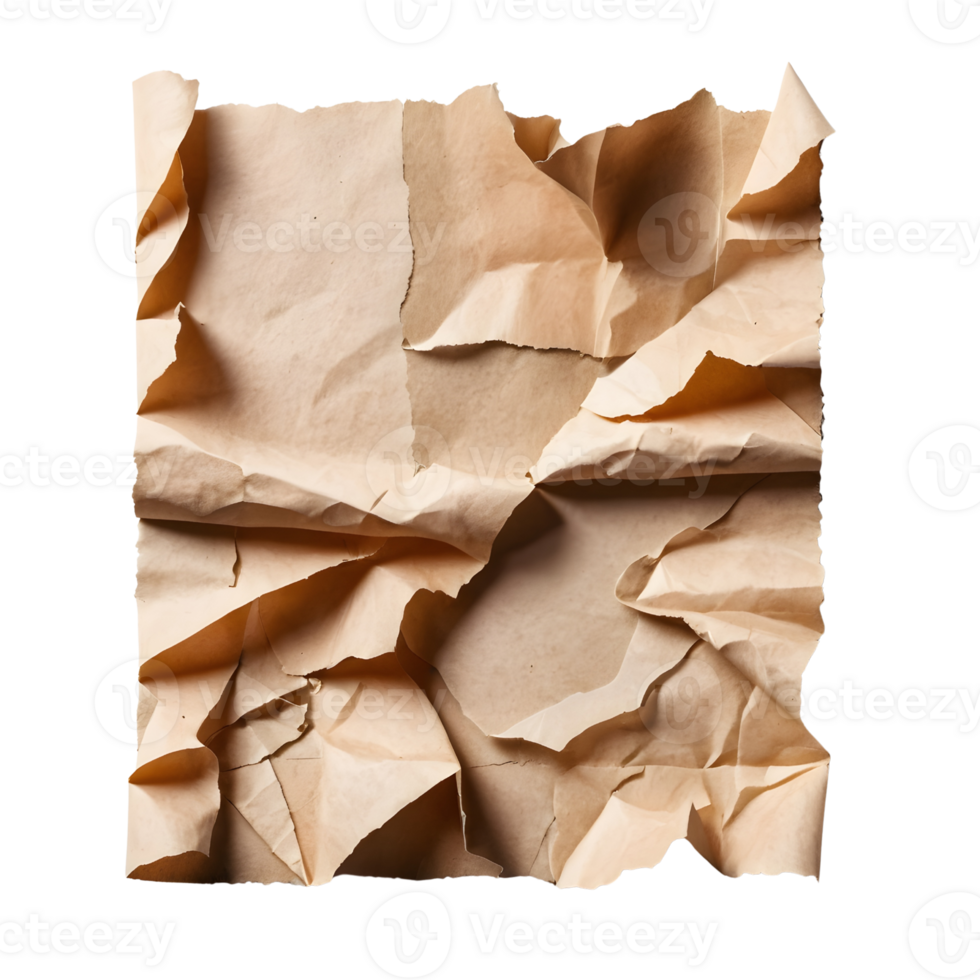 Crumpled paper with torn edges png
