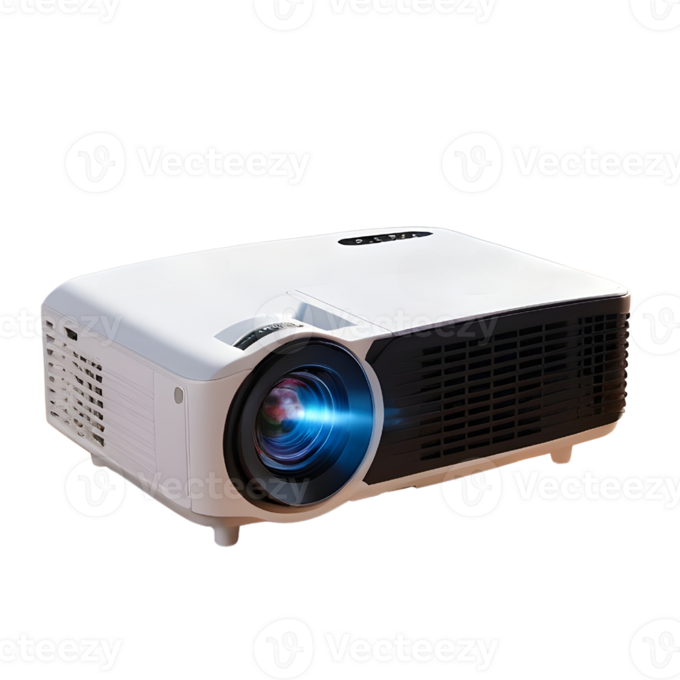 A white projector with a blue light png