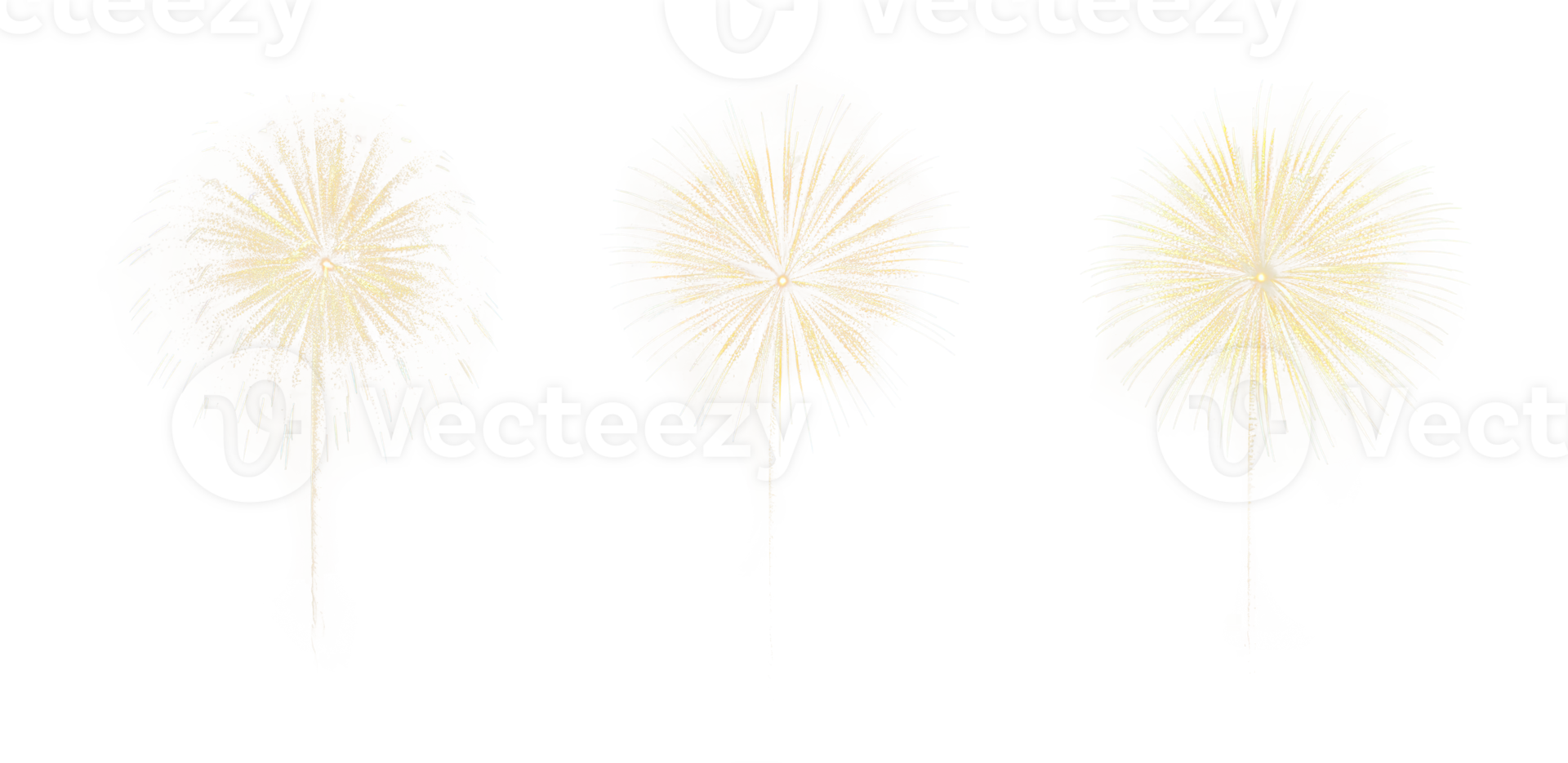 Happy New Year festive celebration party fireworks explosion , cutout isolated on transparent background. Gold yellow color png