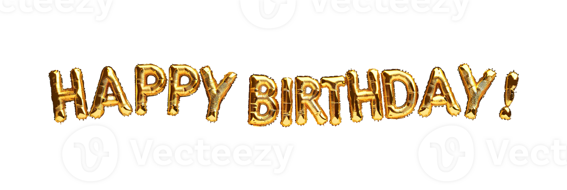 Gold happy birthday party greeting balloons , cutout isolated on transparent background. yellow color png