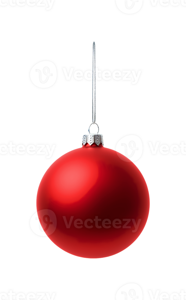 Plain color red Christmas bauble ball trinket ornament decoration , cutout isolated on transparent background. Winter holiday season graphic resource png