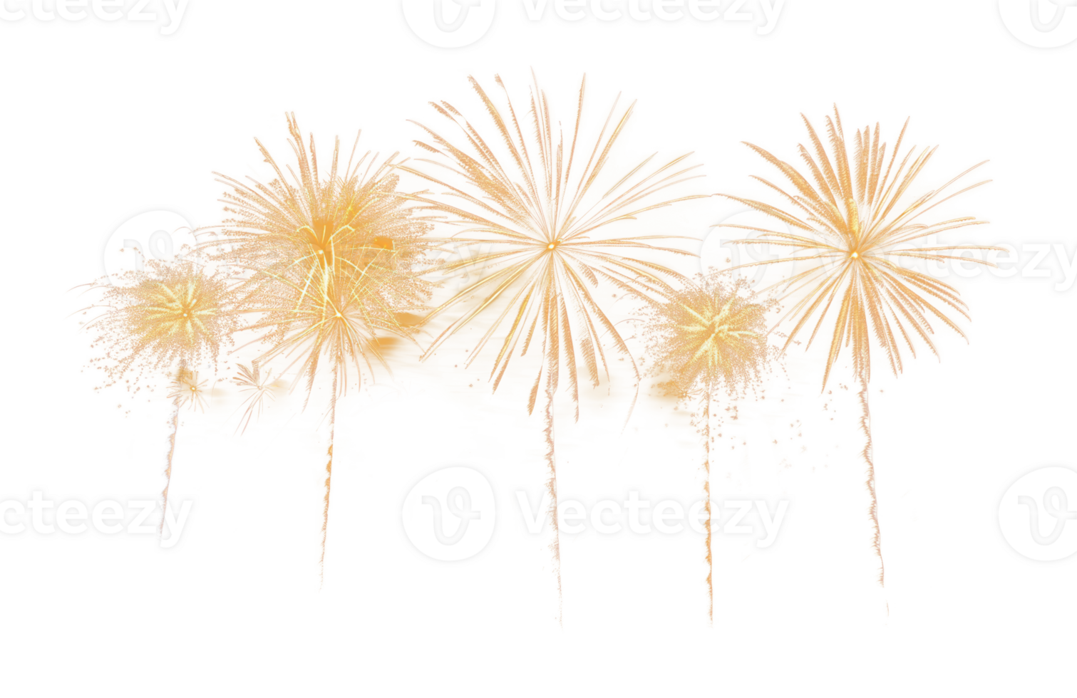 Happy New Year festive celebration party fireworks explosion , cutout isolated on transparent background. Gold yellow color png