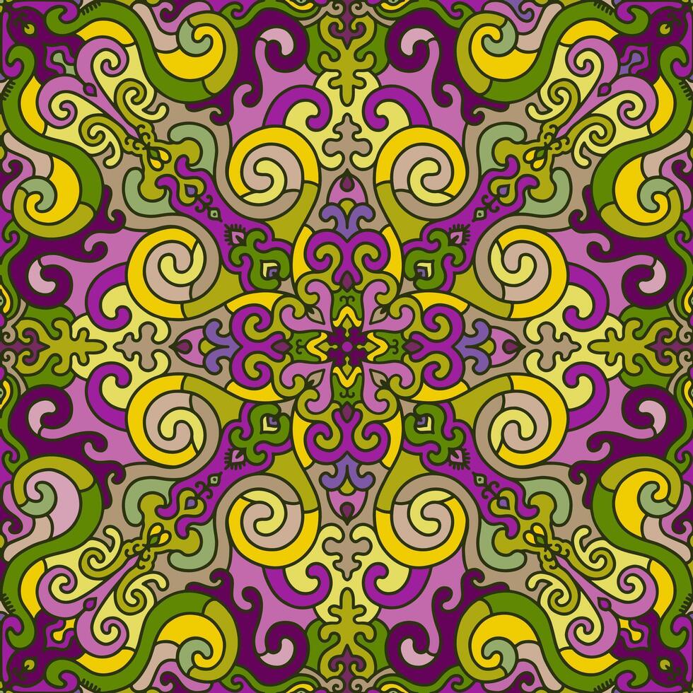 Ethnic Eastern Pattern with Ram Horn Motifs vector