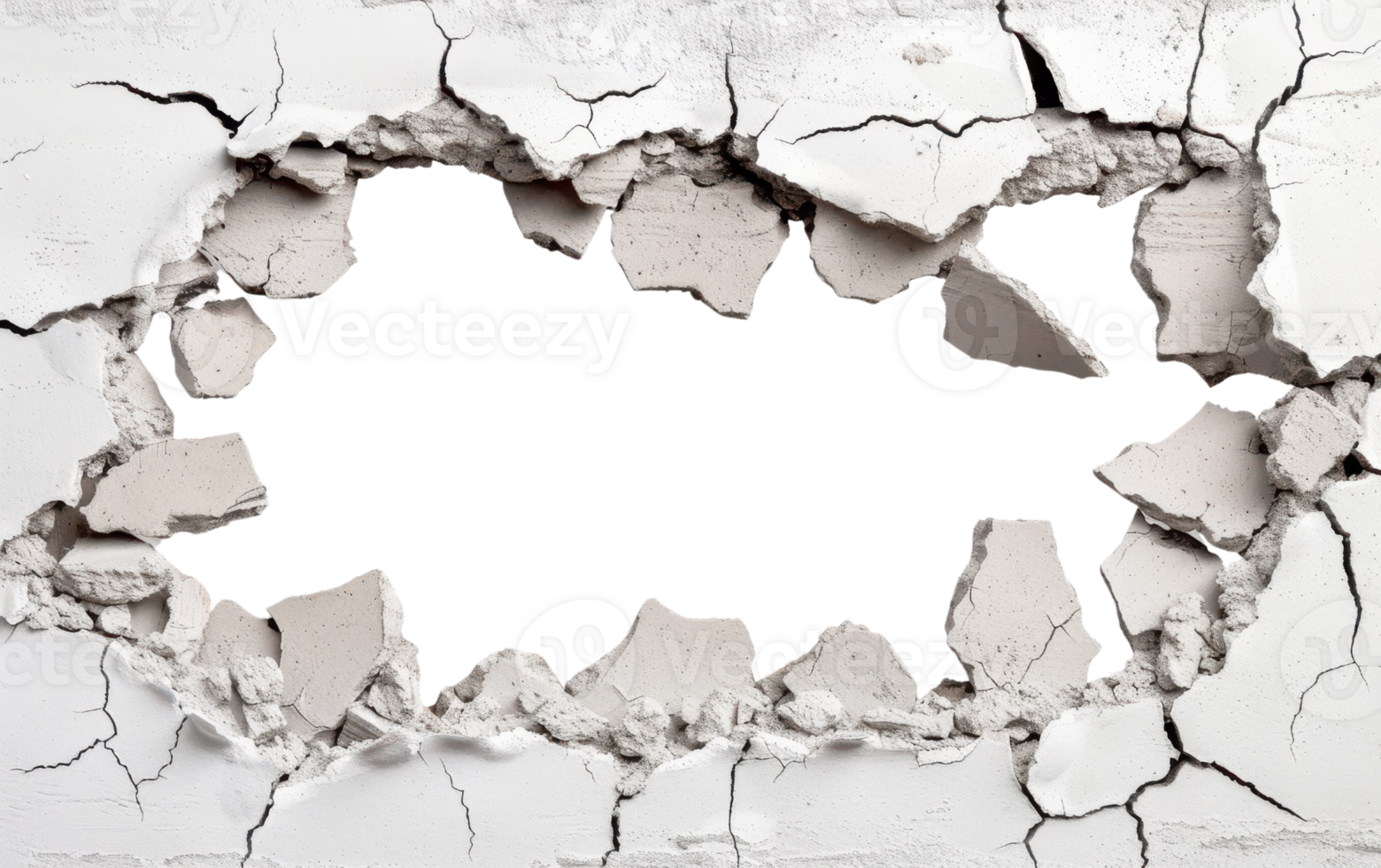 Broken Concrete Wall with Hole Crumbling Texture Construction Debris Abstract Background png