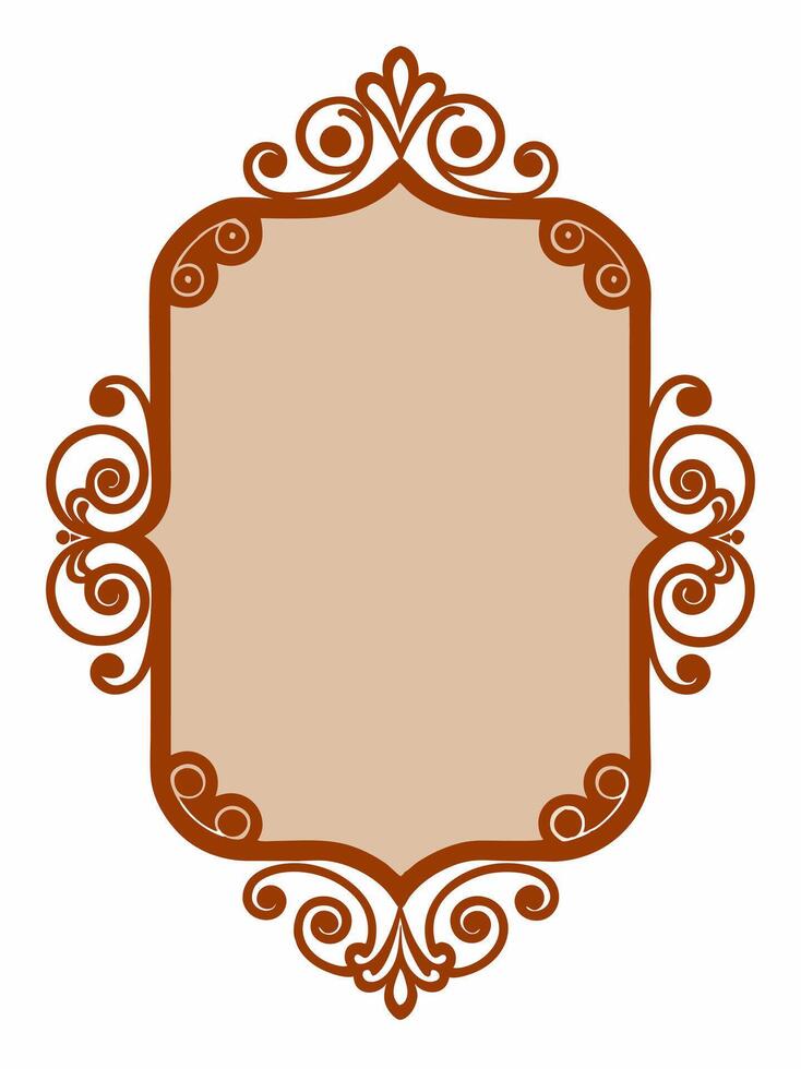 Vintage frame brown ornament, luxury ornament rectangle frame design for wedding or invitation vector