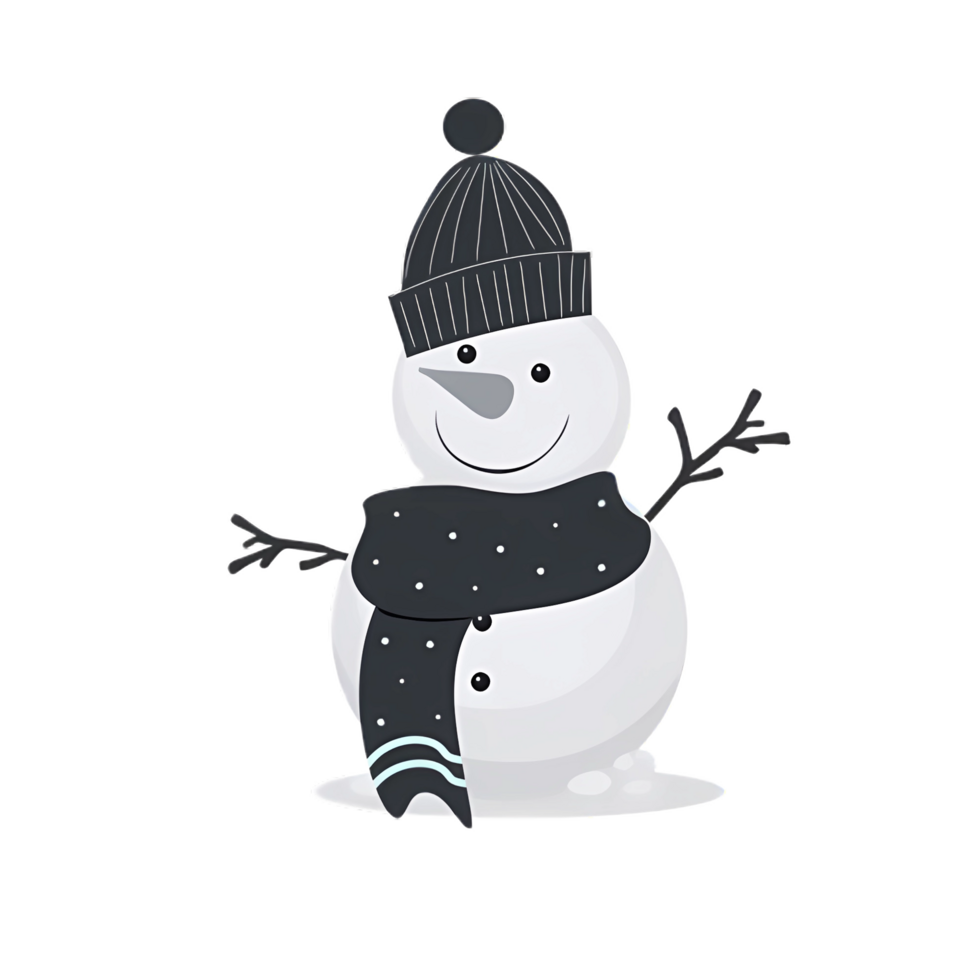 snowman with hat and scarf on transparent background png