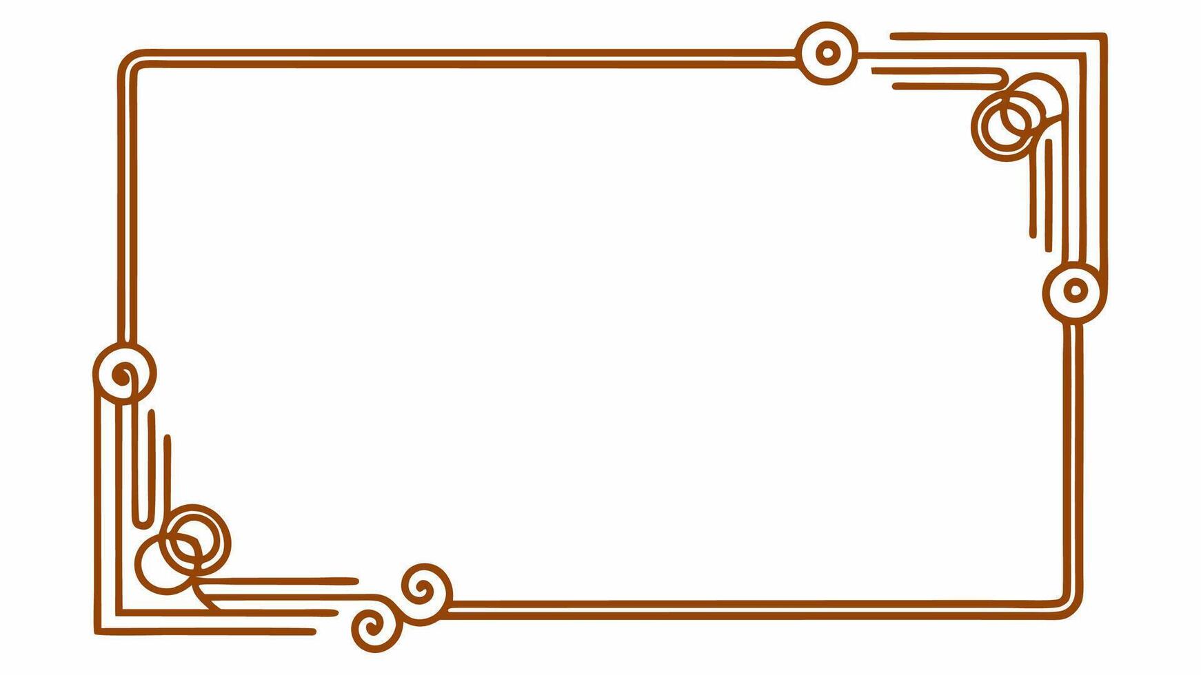 Brown lineary greometric rectangle frame design on white background for invitation or wedding frame design vector
