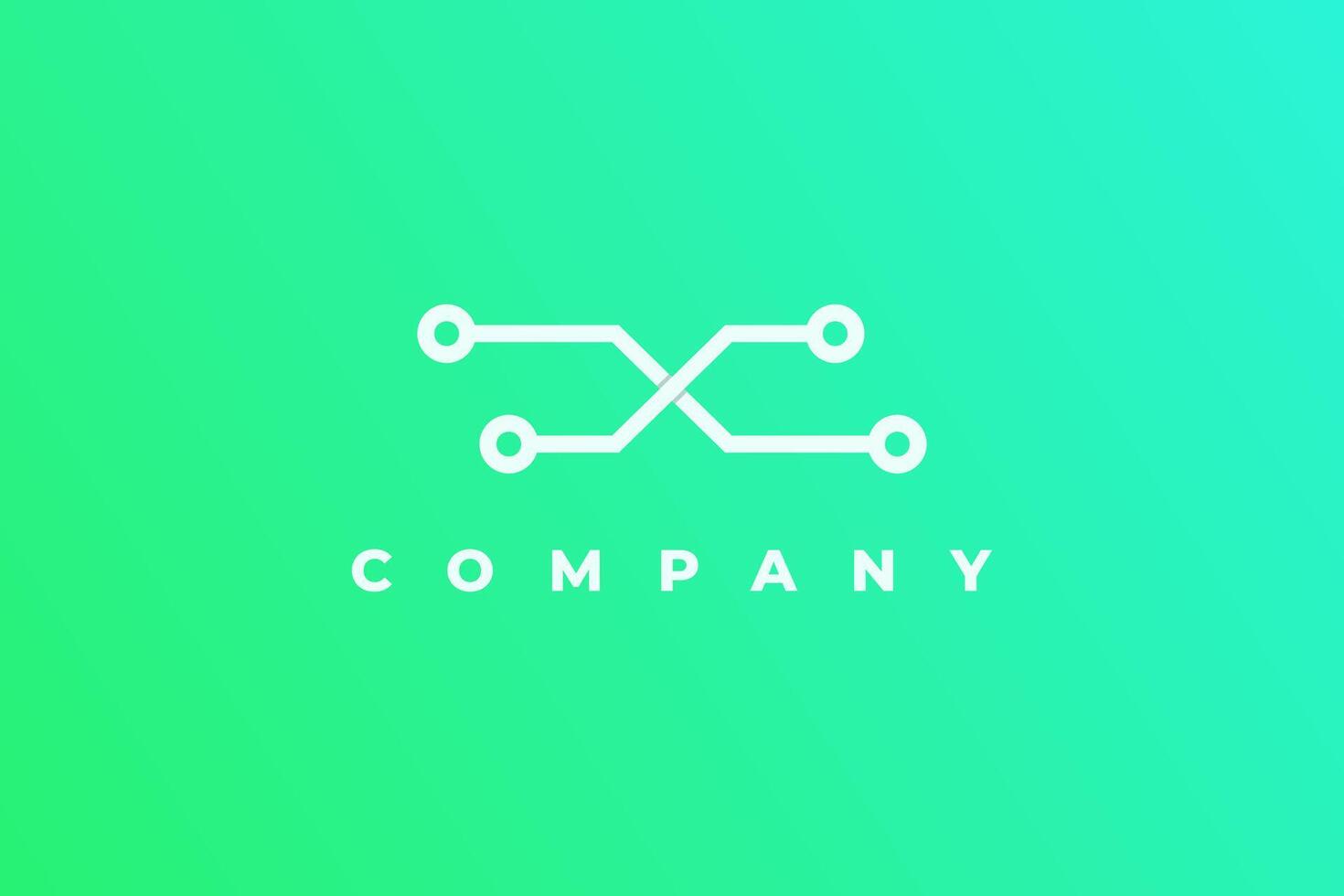 letter x tech and modern network logo vector