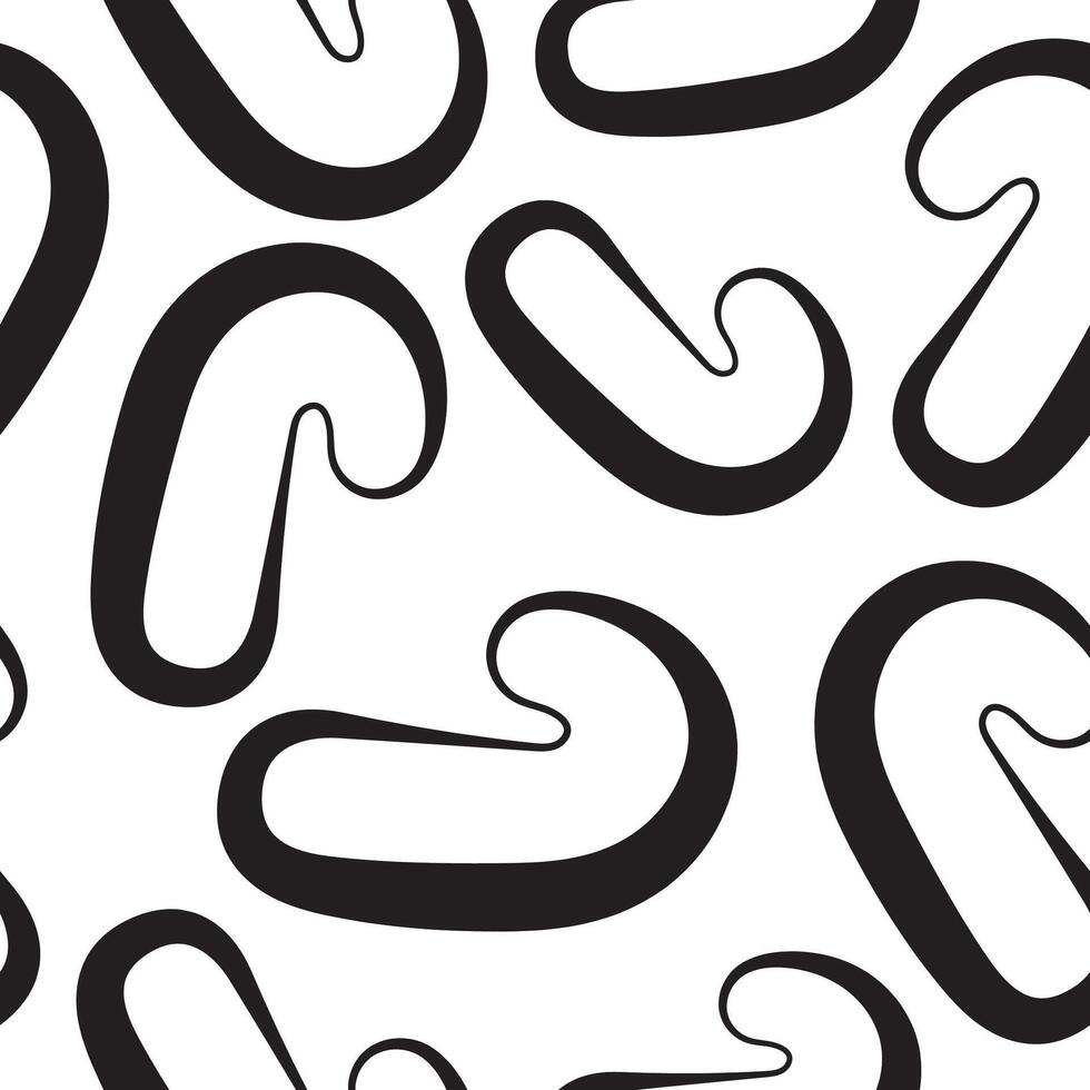 seamless pattern with New Year icons of Christmas long candy drawn in line art style vector