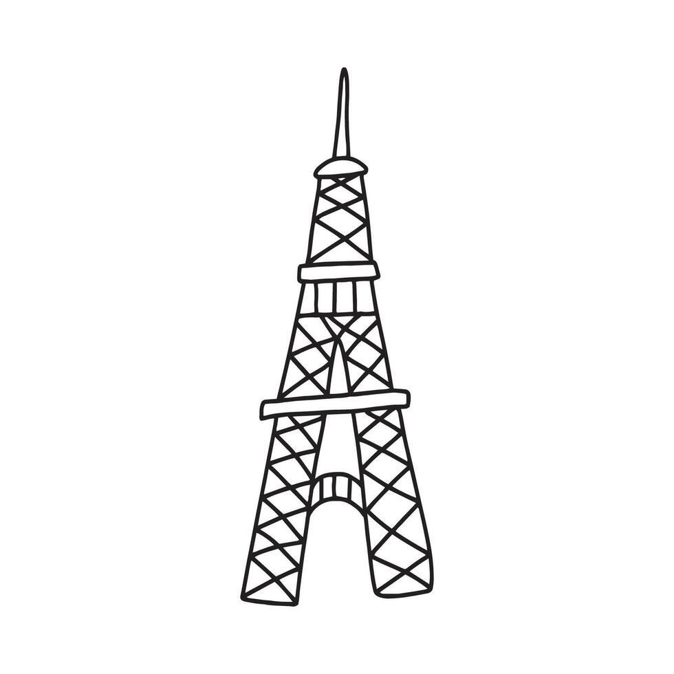 Eiffel Tower in doodle style. Isolated on white background vector