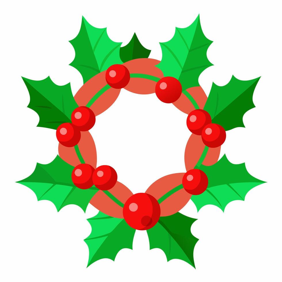 Holly branch with red berries Christmas symbol illustration vector