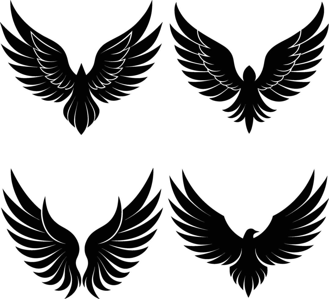 A Set of birds wings silhouette illustration vector
