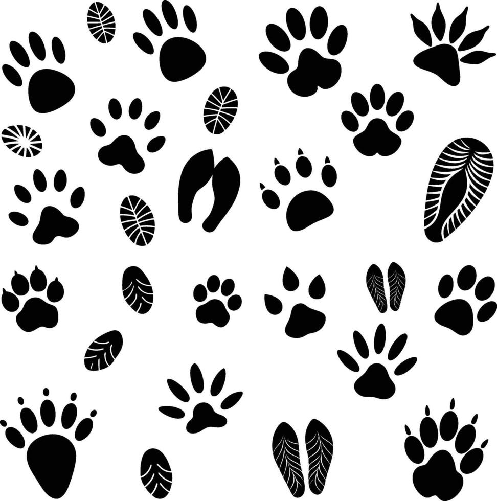 Animals foot prints silhouette illustration vector