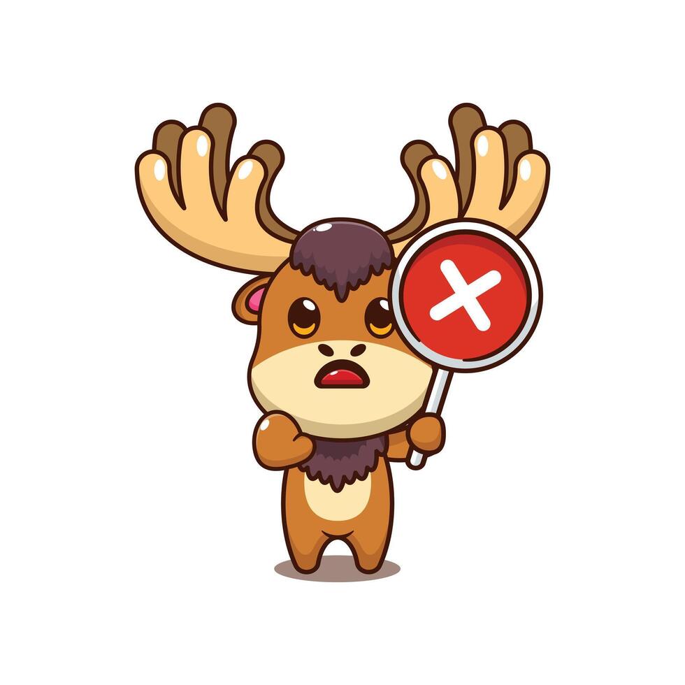 Moose with wrong sign. mascot cartoon character illustration. vector