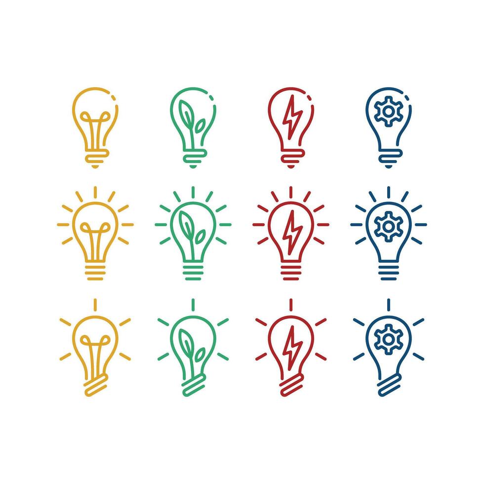 electrical light bulb line icons vector