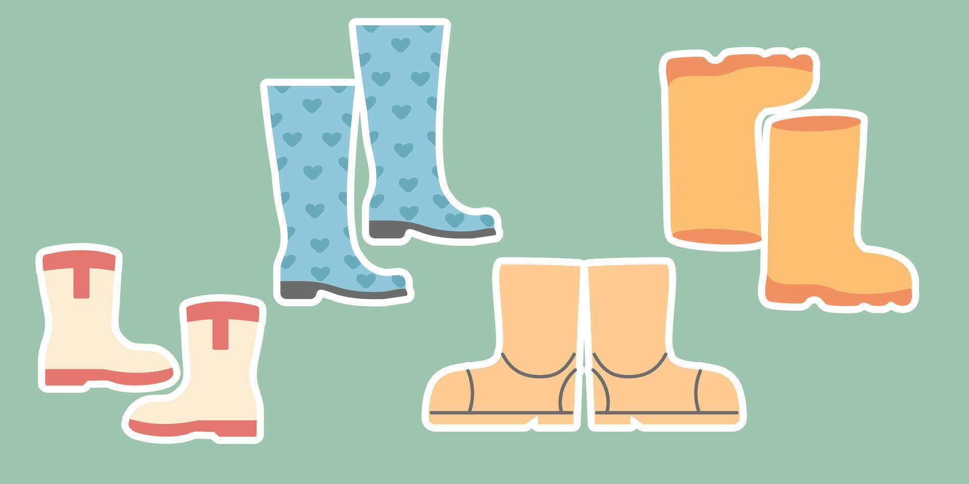 A collection stickers of different rubber boots vector