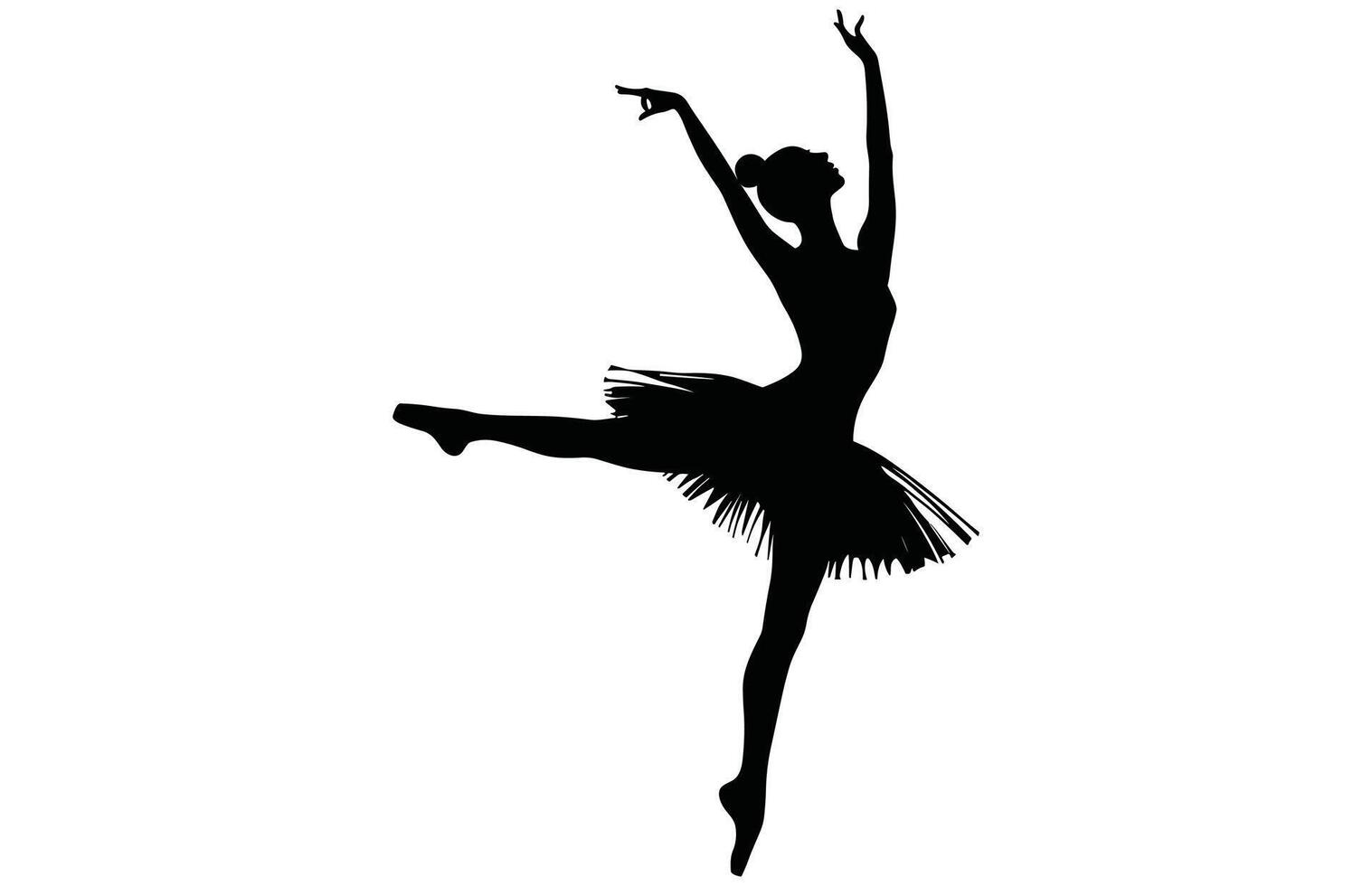 Female Ballet Dancer Silhouette - Classic Ballet Pose Stock Art vector