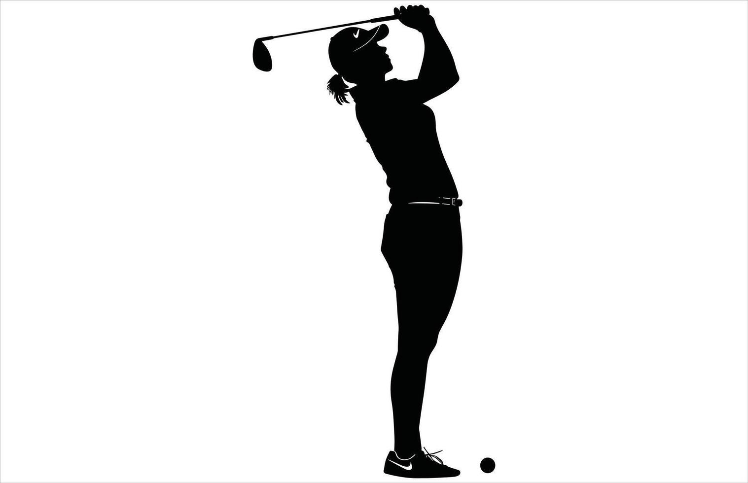 Woman in Golf Swing Silhouette - Sporty Art Design vector