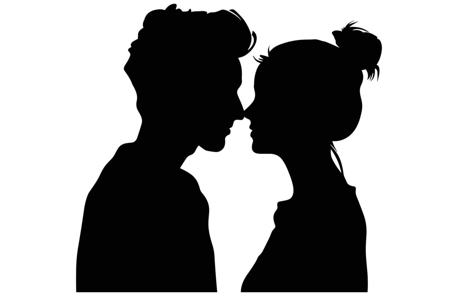 Charming Couple Silhouette - Romantic Love Scene Stock Art vector