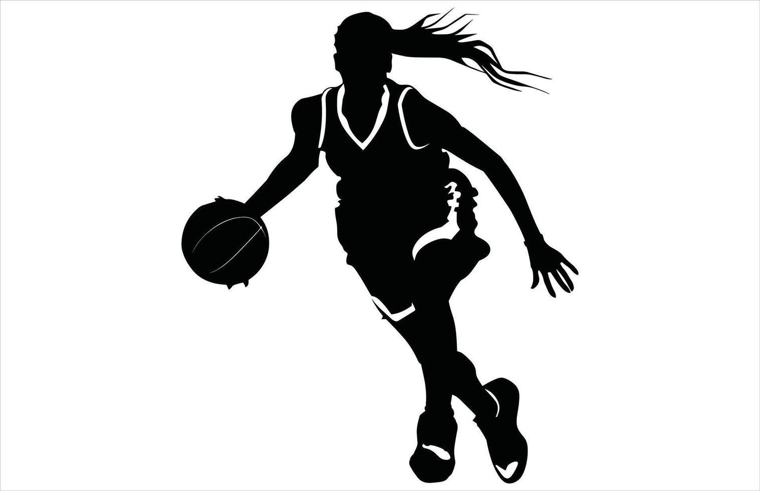 Female Basketball Player Silhouette - Powerful Athlete Stock Design vector