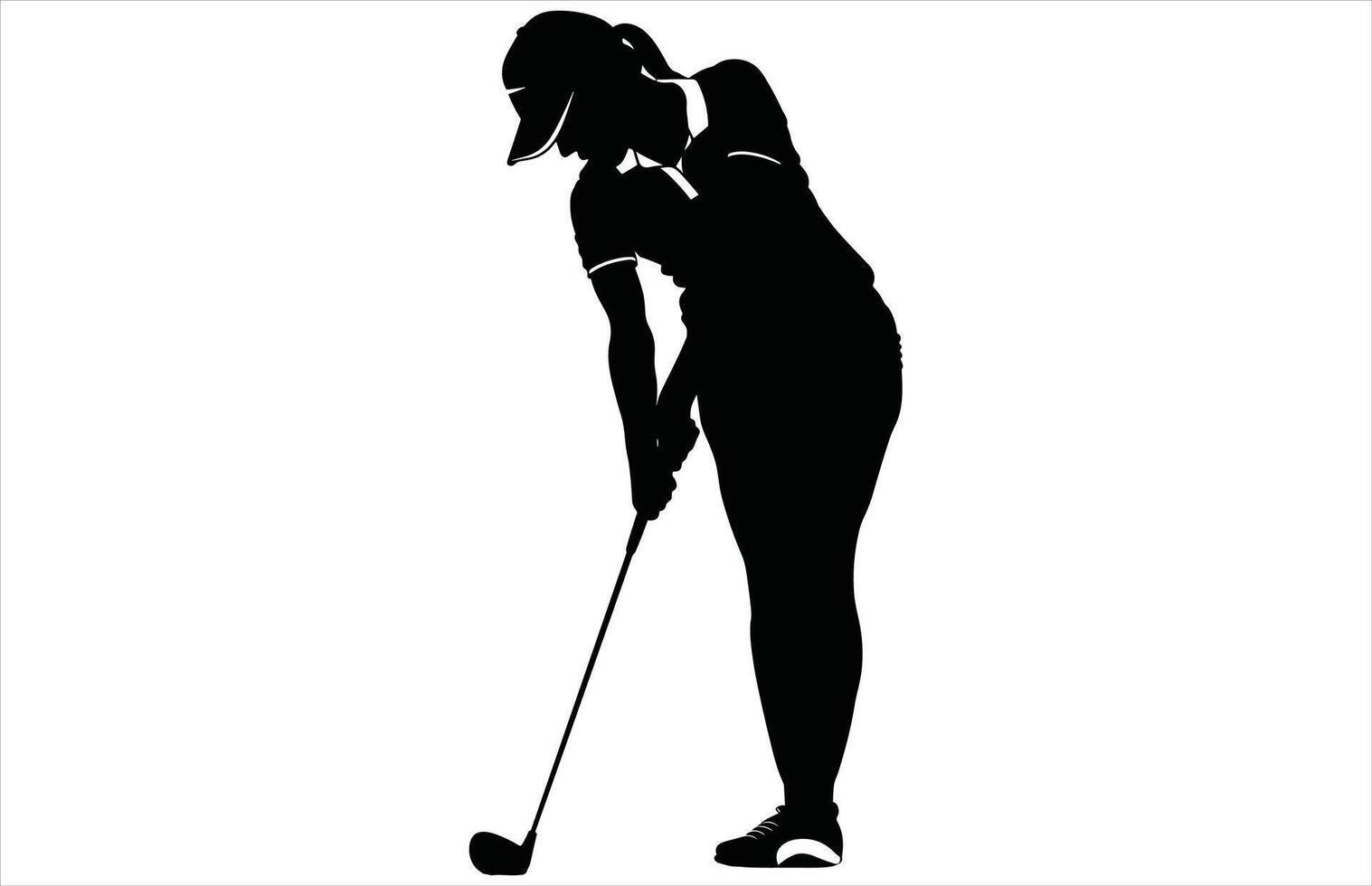 Elegant Female Golfer Silhouette - Golf Swing Stock Art vector