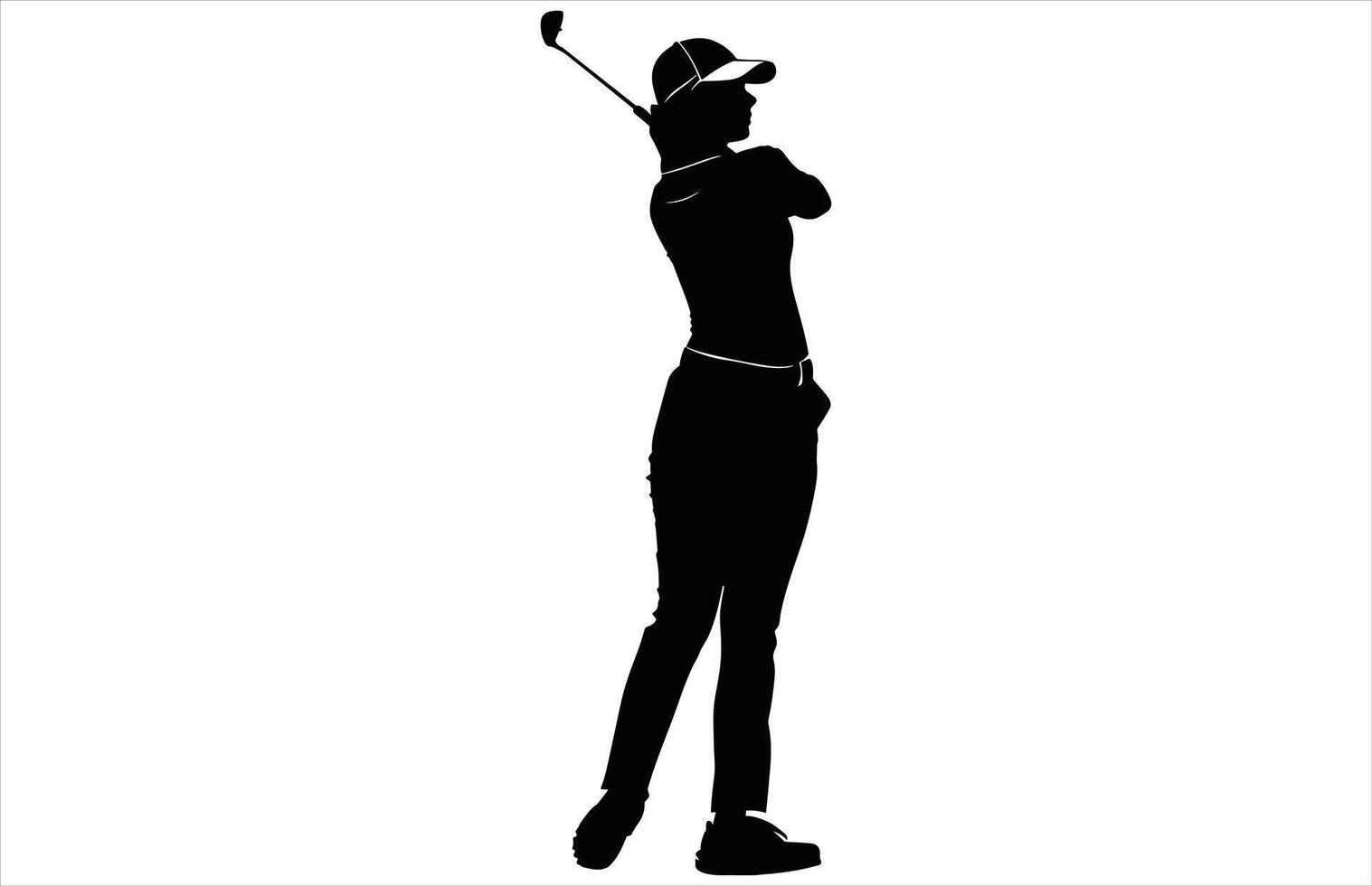Woman Golf Player Silhouette - Dynamic Swing Illustration vector