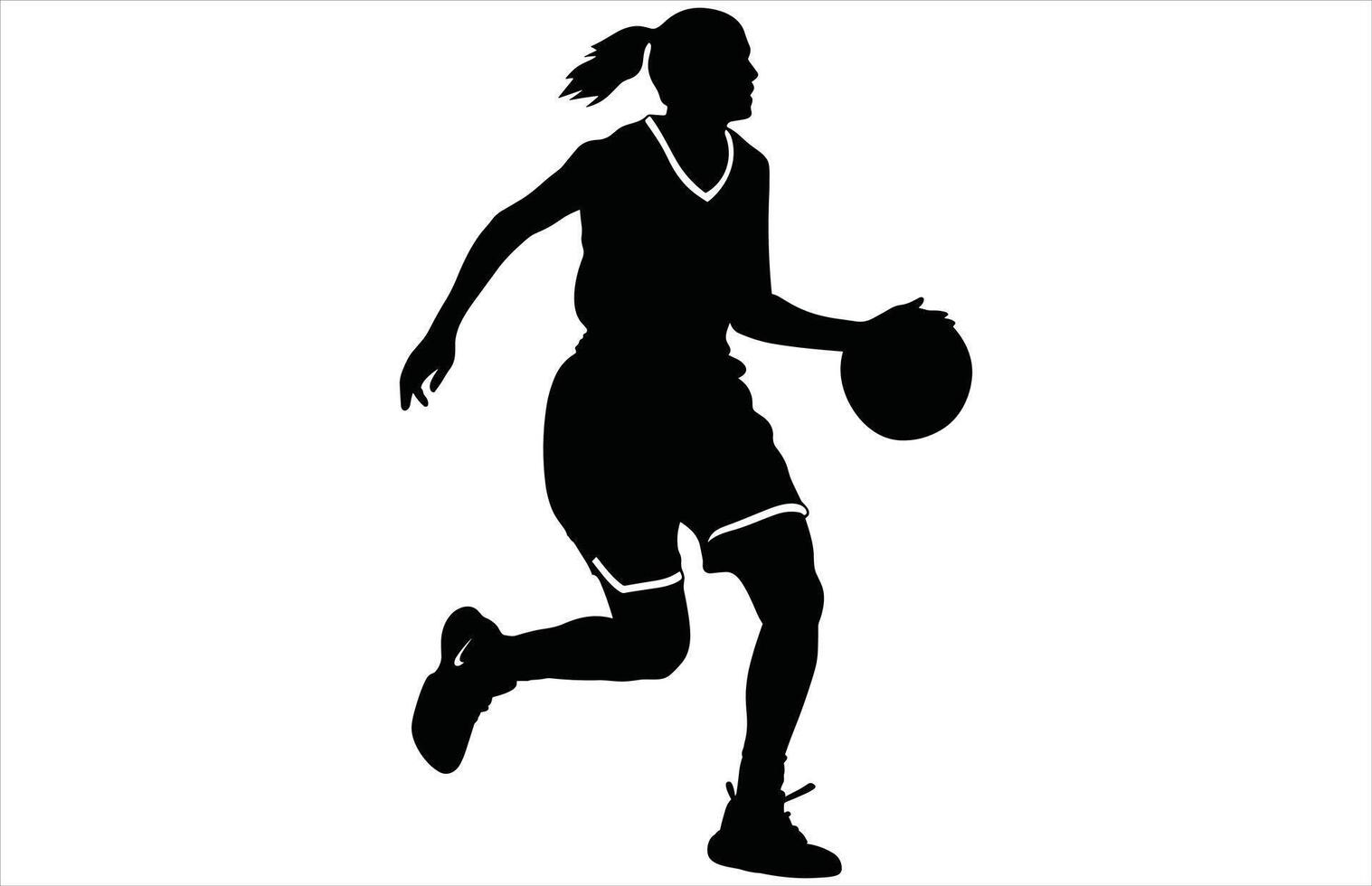 Female Basketball Player Silhouette - Athlete in Motion Stock Art vector