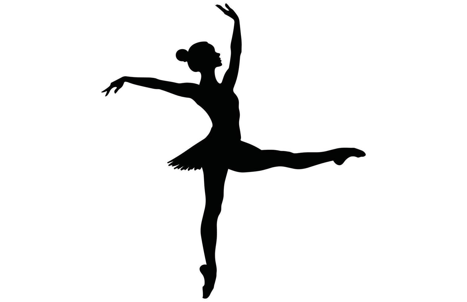 Female Ballet Dancer Silhouette - Beautiful Ballerina Outline Design vector
