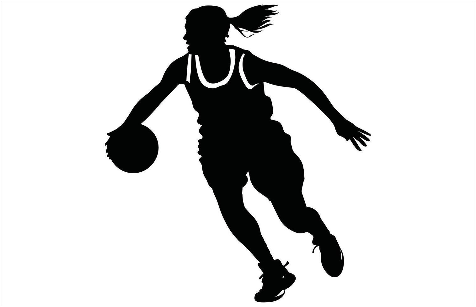 Female Basketball Player Silhouette - Dynamic Sports Action Stock vector