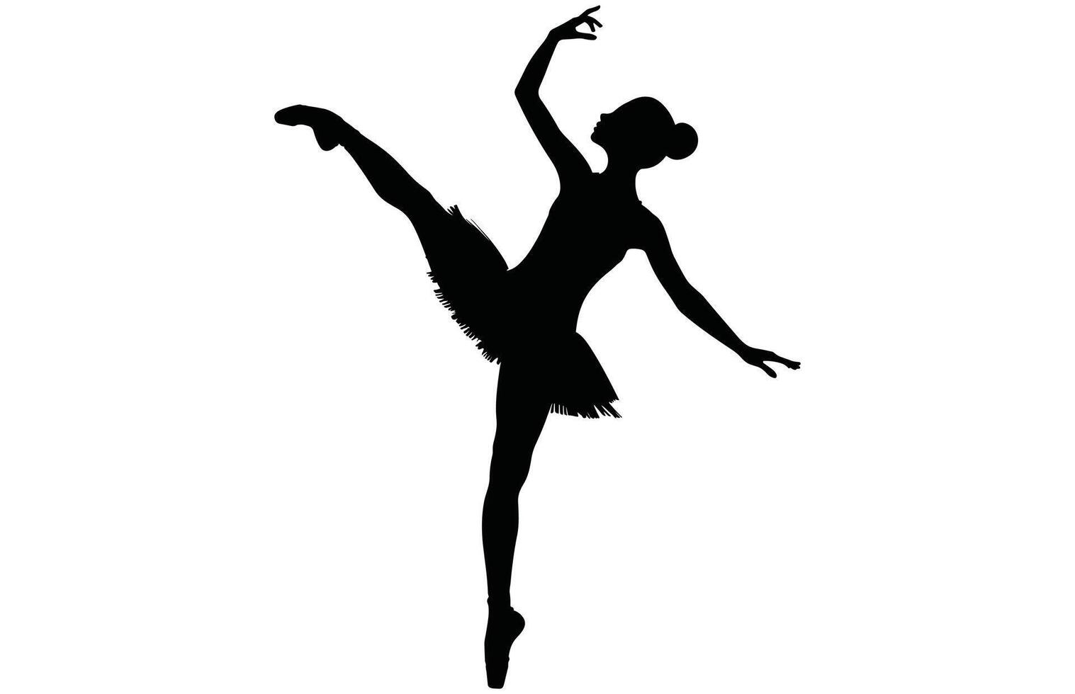 Female Ballet Dancer Silhouette - Elegant Ballet Pose Stock Art vector