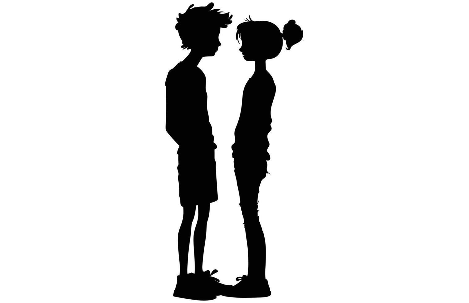 Cute Couple Silhouette - Romantic Outline of Love vector
