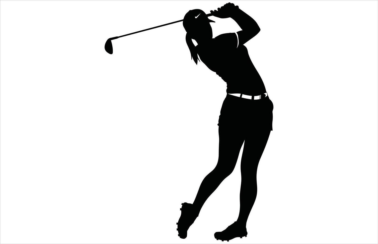 Female Golfer Silhouette - Stylish Golf Action Pose vector
